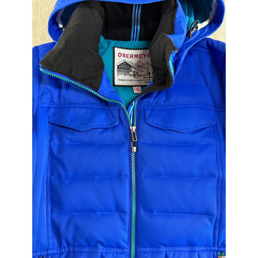Obermeyer Womens Blue Down Insulated Ski Jacket Hooded Winter Coat‎ Size 6 - Picture 17 of 17